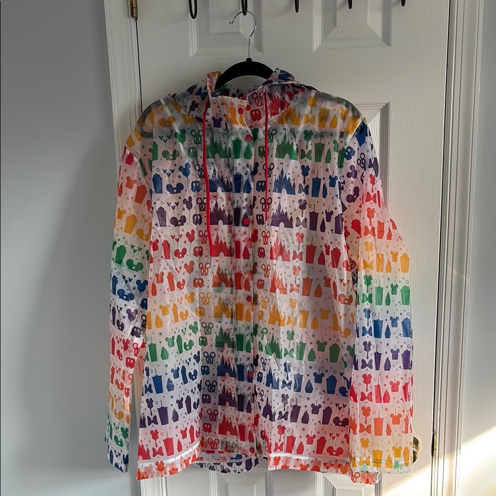 Disney Pride Rainbow Multicolor Park Icon Hooded Rain Jacket Size XXXL